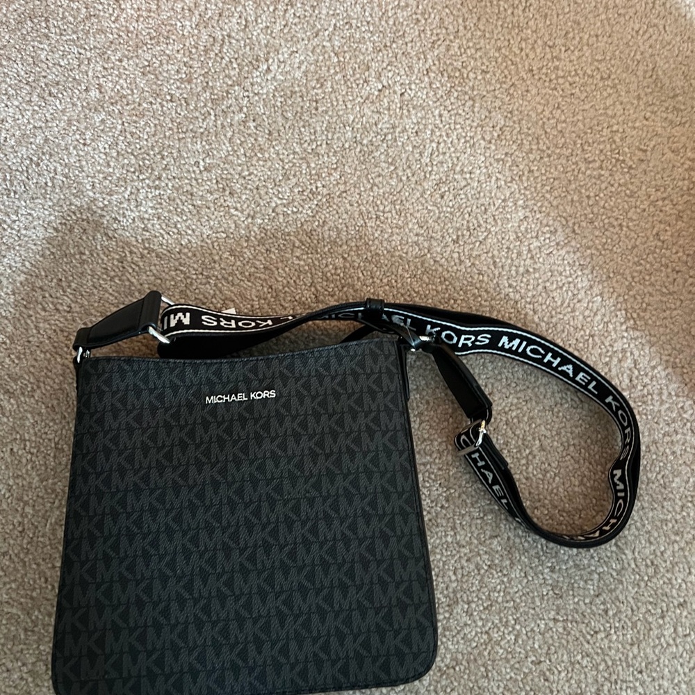 Michael Kors Black and Gray Logo Messenger Bag - Picture 2 of 5
